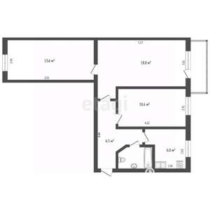 3-к квартира, вторичка, 58м2, 3/5 этаж