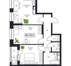 2-к квартира, вторичка, 63м2, 4/17 этаж