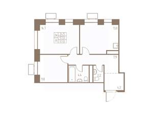 2-к квартира, строящийся дом, 57м2, 21/25 этаж