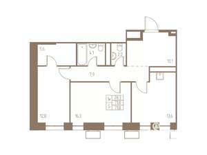 2-к квартира, строящийся дом, 72м2, 3/25 этаж