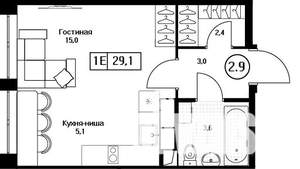 Студия квартира, вторичка, 29м2, 10/17 этаж