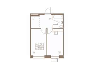 1-к квартира, строящийся дом, 41м2, 23/25 этаж