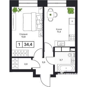 1-к квартира, вторичка, 35м2, 5/17 этаж