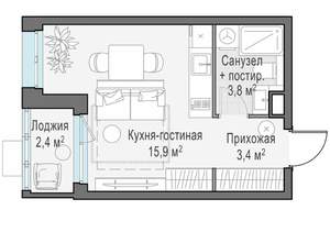 Студия квартира, строящийся дом, 23м2, 6/14 этаж