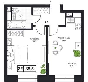 1-к квартира, вторичка, 39м2, 4/17 этаж