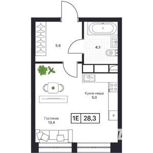 Студия квартира, вторичка, 28м2, 11/17 этаж