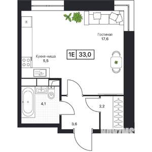 Студия квартира, вторичка, 33м2, 13/17 этаж