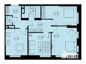 3-к квартира, строящийся дом, 75м2, 23/23 этаж