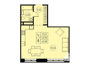 Студия квартира, строящийся дом, 41м2, 3/18 этаж