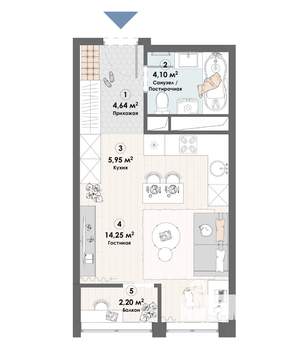 Студия квартира, строящийся дом, 31м2, 15/23 этаж