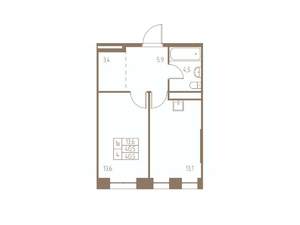 1-к квартира, строящийся дом, 41м2, 2/25 этаж