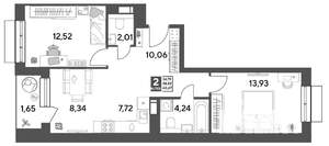 2-к квартира, строящийся дом, 60м2, 11/12 этаж
