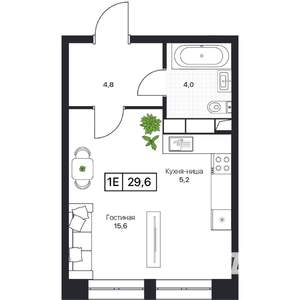 Студия квартира, вторичка, 29м2, 15/17 этаж