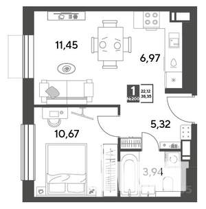 1-к квартира, строящийся дом, 38м2, 10/15 этаж