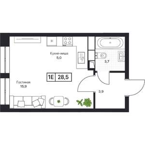 Студия квартира, вторичка, 29м2, 4/17 этаж