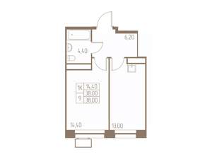 1-к квартира, вторичка, 38м2, 24/25 этаж