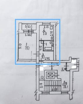 1-к квартира, вторичка, 38м2, 9/9 этаж