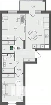 3-к квартира, вторичка, 60м2, 2/6 этаж