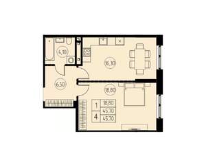 1-к квартира, вторичка, 46м2, 24/28 этаж