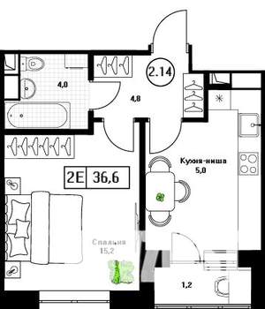 2-к квартира, вторичка, 37м2, 9/13 этаж