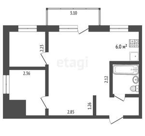 2-к квартира, вторичка, 41м2, 2/4 этаж