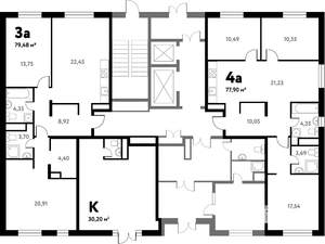 3-к квартира, вторичка, 79м2, 1/17 этаж