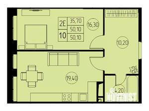 2-к квартира, вторичка, 50м2, 4/23 этаж