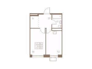 1-к квартира, строящийся дом, 41м2, 20/25 этаж