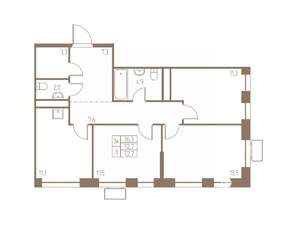 3-к квартира, строящийся дом, 73м2, 17/25 этаж
