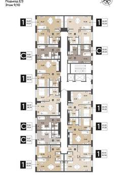 1-к квартира, строящийся дом, 42м2, 9/12 этаж