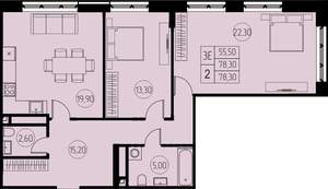 3-к квартира, вторичка, 78м2, 3/18 этаж