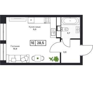 Студия квартира, вторичка, 28м2, 14/17 этаж