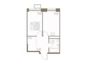 1-к квартира, вторичка, 40м2, 17/25 этаж