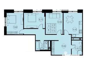 3-к квартира, вторичка, 78м2, 24/28 этаж