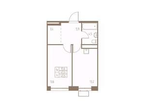 1-к квартира, строящийся дом, 41м2, 23/25 этаж