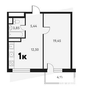 1-к квартира, вторичка, 41м2, 16/17 этаж