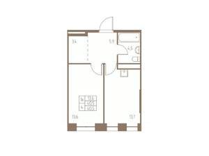 1-к квартира, строящийся дом, 41м2, 2/25 этаж