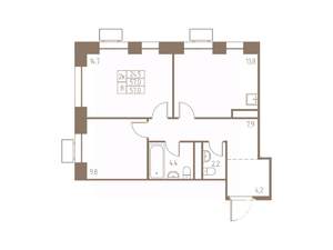 2-к квартира, строящийся дом, 57м2, 23/25 этаж