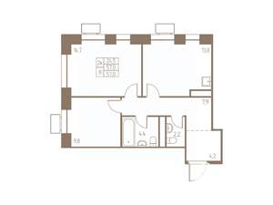 2-к квартира, строящийся дом, 57м2, 20/25 этаж
