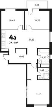 4-к квартира, строящийся дом, 78м2, 14/17 этаж