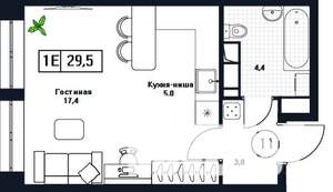Студия квартира, вторичка, 30м2, 5/17 этаж
