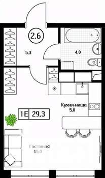 Студия квартира, вторичка, 29м2, 7/17 этаж
