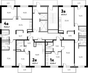 4-к квартира, строящийся дом, 78м2, 13/17 этаж