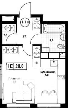 Студия квартира, вторичка, 29м2, 8/17 этаж