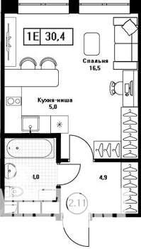 Студия квартира, вторичка, 30м2, 6/13 этаж