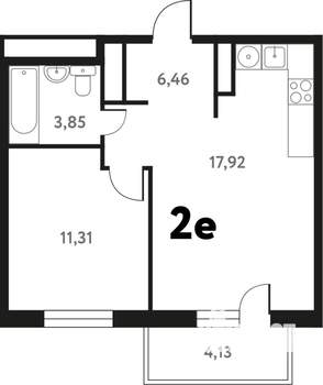 2-к квартира, строящийся дом, 41м2, 5/17 этаж