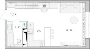 Студия квартира, сданный дом, 28м2, 2/17 этаж