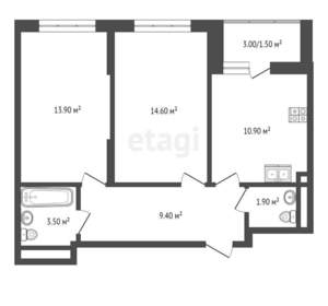 2-к квартира, вторичка, 54м2, 3/11 этаж