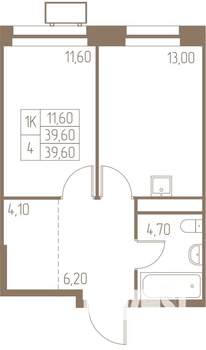 1-к квартира, вторичка, 40м2, 17/25 этаж