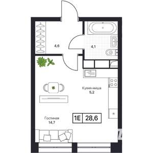 Студия квартира, вторичка, 28м2, 11/17 этаж